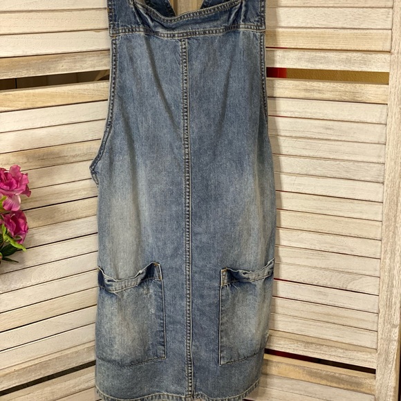 Blue Denim Overall Mini-Skirt Dress - Picture 2 of 8